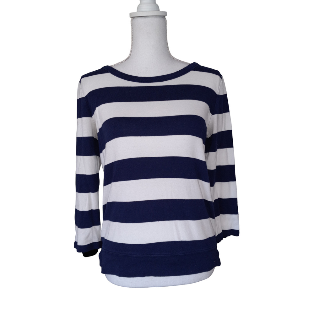 Gap women's Navy and White Striped 7/8 sleeve Sweater Blouse - Size M